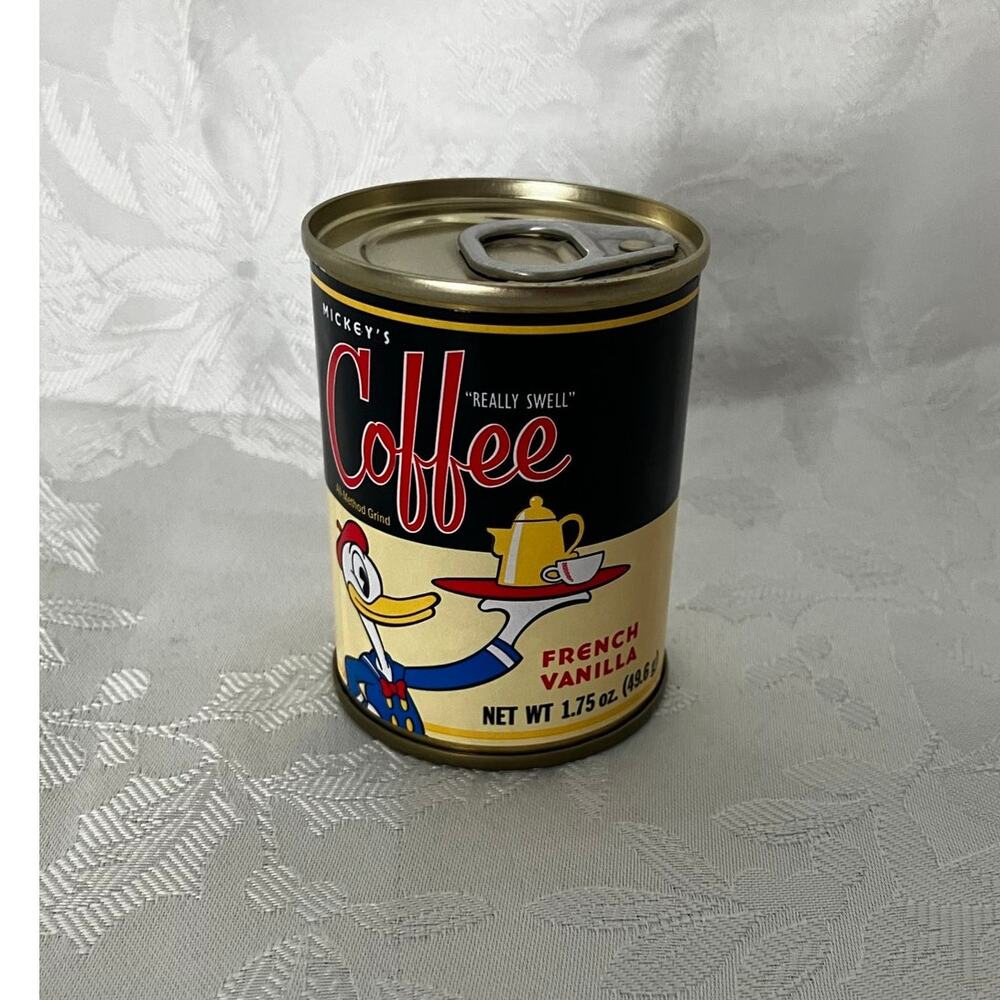 Vintage Disneyland Donald Duck French Vanilla Coffee Tin 1.75 Oz Mickey's Swell